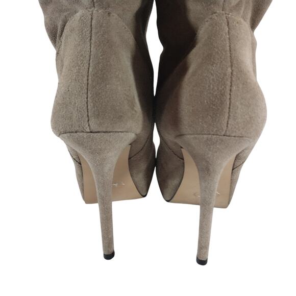 STEVE MADDEN! FAWN BEIGE GENUINE SUEDE LEATHER PLATFORM STILETTO BOOTS! SZ 10M - Picture 8 of 10